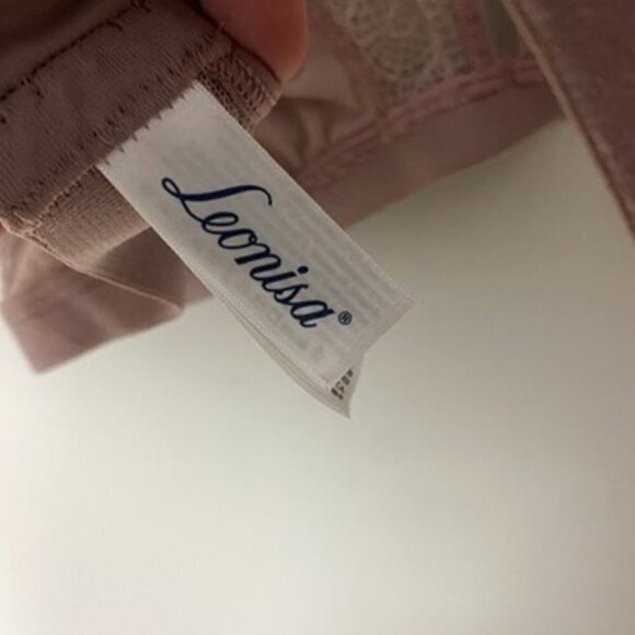 Leonisa Bralette Bra Intimate Lace Polka Dot Pink Womens Large - Picture 3 of 6